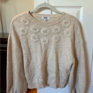 BB Dakota Cream Floral Knit Sweater